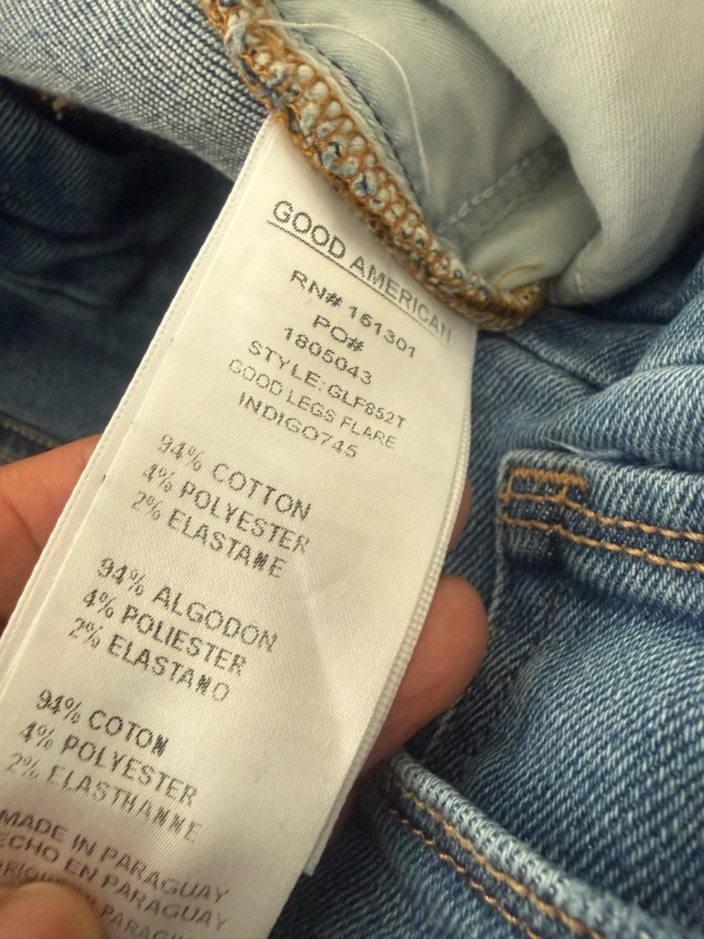 Good American Good Legs Flare Indigo Jeans Size 31/12 Distressed Hem EUC - Picture 11 of 11